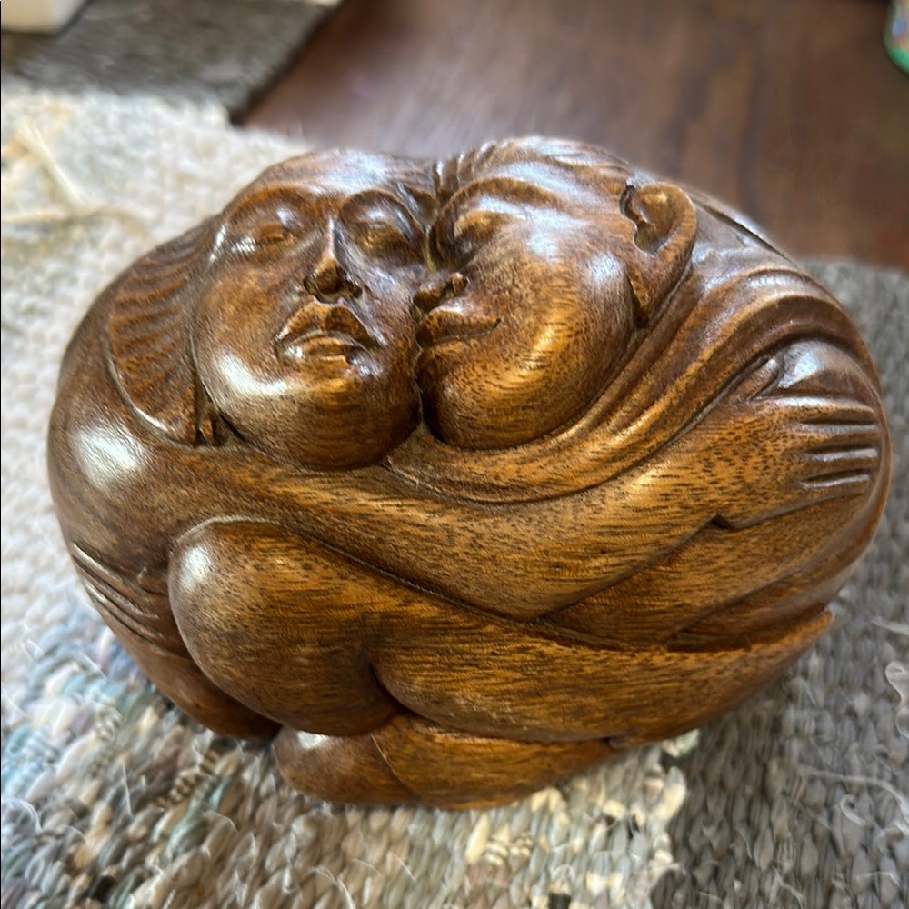 Handcrafted Wooden Embrace Sculpture
